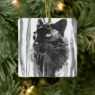 Panther Porträtt Julgransprydnad Keramik
