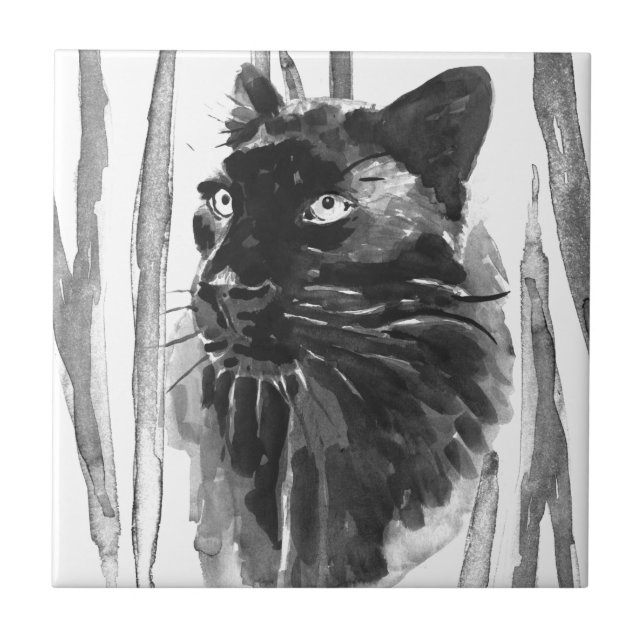 Panther Porträtt Kakelplatta (Framsidan)