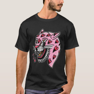 Panther Rosa X Heart Love Traditionell Flash Premi T Shirt