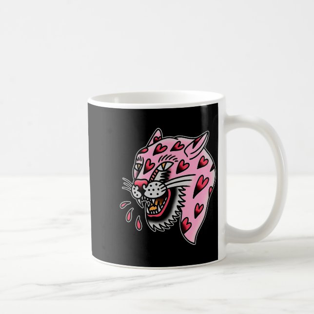 Panther Rosa X Hjärtat Kärlek Traditionell Blixt P Kaffemugg (Höger)