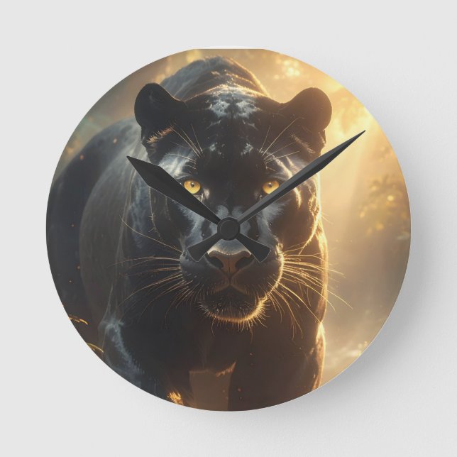 Panther Round Clock - elegans efter design Rund Klocka (Framsida)