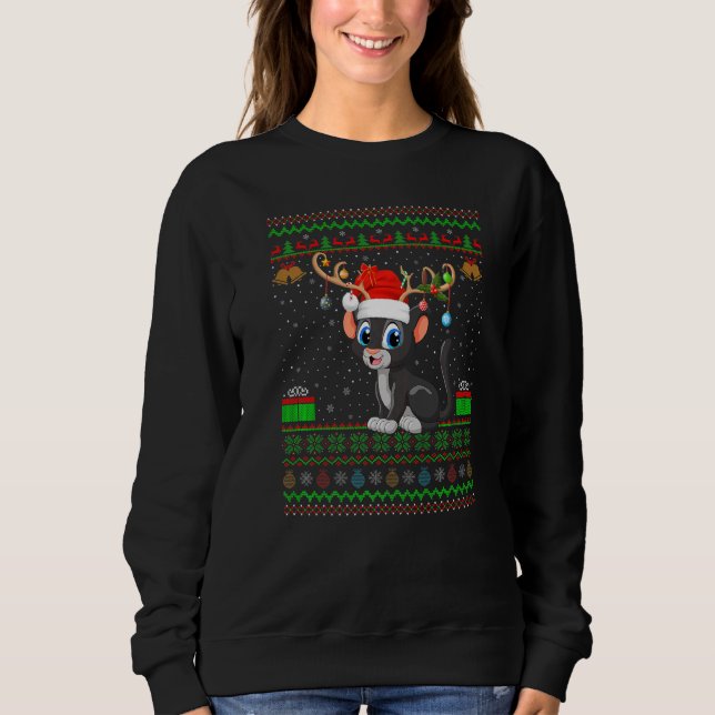 Panther Santa Matching Ugly Panther jul T Shirt (Framsida)