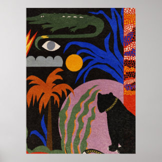 Panther Sol Krokodil Natur Illustration Poster