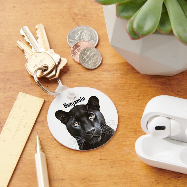 Panther Vild Animal Personlig Namn Nyckelring (Skrivbord)
