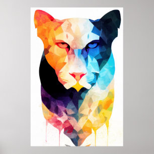 Panther Vild Nature Animal Färg Art Painting Poster