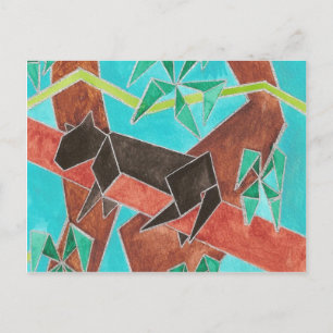 Panther Watercolor Art Vykort