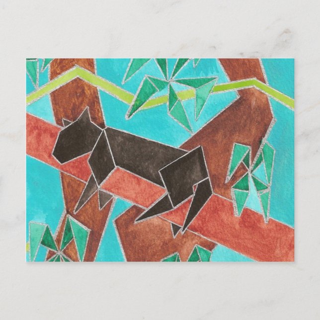 Panther Watercolor Art Vykort (Framsida)