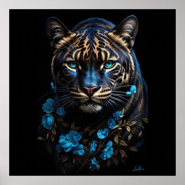 Panthère bleue et dorée poster (Framsidan)