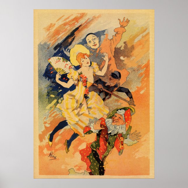 Pantomime comedy 1891 by Jules Chéret Poster (Framsidan)