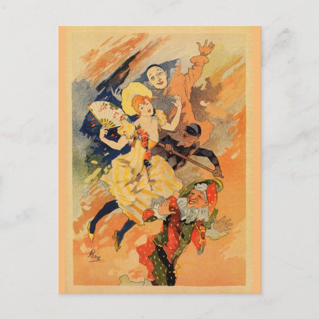 Pantomime comedy 1891 by Jules Chéret Vykort (Framsida)