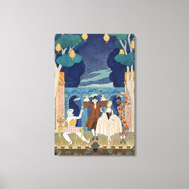 Pantomime Stage, illustration för Fetes Galantes Canvastryck (Framsida)