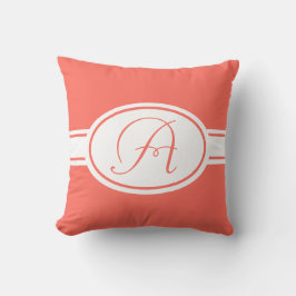 Pantone Living Coral Monogram Kudde