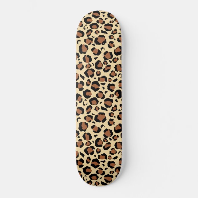 Pantrerutskrift på beige bakgrund mini skateboard bräda 18,5 cm (Framsida)