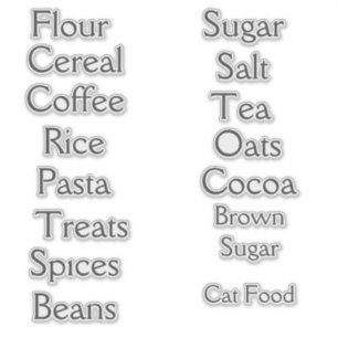 Pantry Staples Anpassade Vinyl Klistermärken