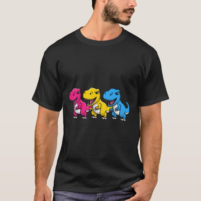Panual Dinosaurier Flagga Färg Pan Stolthet Lgbtq T Shirt (Framsida)