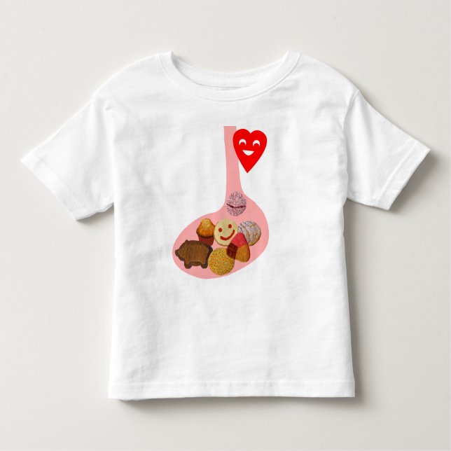 PANza llena, corazóncontento T-shirt (Framsida)