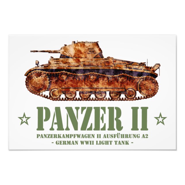 Panzer II A2 Världskrig Two German Light Tank WWII Fototryck (Framsidan)