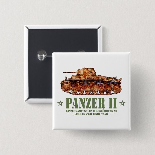 Panzer II A2 Världskrig Two German Light Tank WWII Knapp (Framsida & baksida)