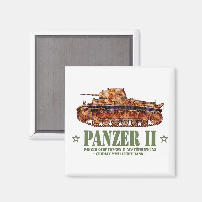 Panzer II A2 Världskrig Two German Light Tank WWII Magnet (Front/Back)
