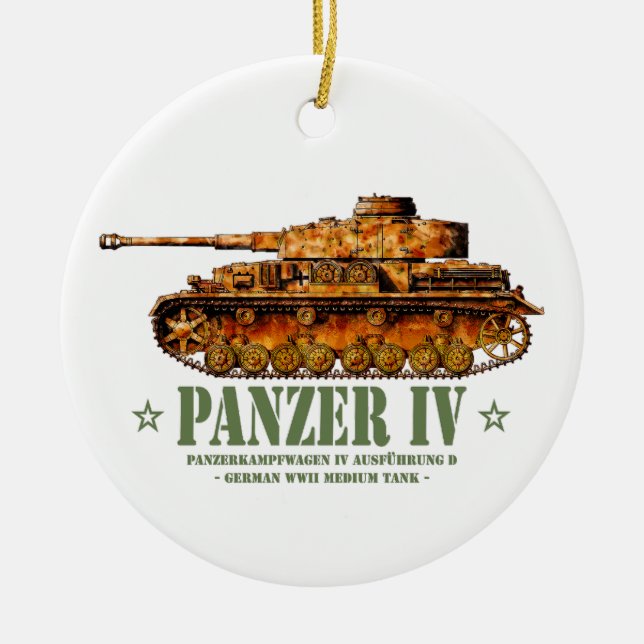Panzer IV D Tysk Medeltung Stridsvagn Andra Världs Julgransprydnad Keramik (Framsidan)
