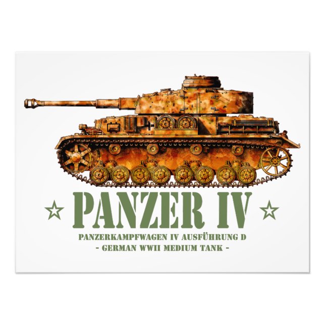 Panzer IV D-Världskrig Två tyska MEDELDAGS-Tanken  Fototryck (Framsidan)