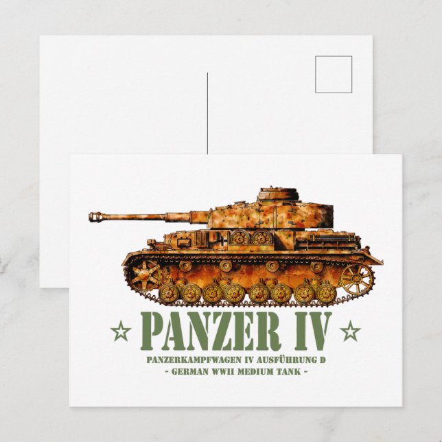 Panzer IV D-Världskrig Två tyska MEDELDAGS-Tanken  Vykort (Fram/baksida)