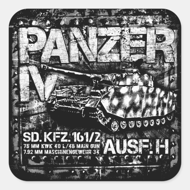 Panzer IV Fyrkantigt Klistermärke (Framsida)