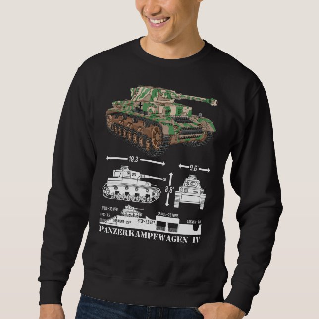 Panzer Iv Ww2 Tyska Tanker - informationsdiagram Lång Ärmad Tröja (Framsida)
