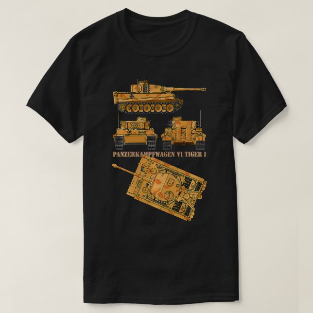Panzer VI Tiger I WW2 Tyska arméns Tanker Diagramm T Shirt (Design framsida)
