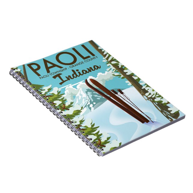 Paoli Orange County Indiana Ski poster Anteckningsbok (Högra Sidan)