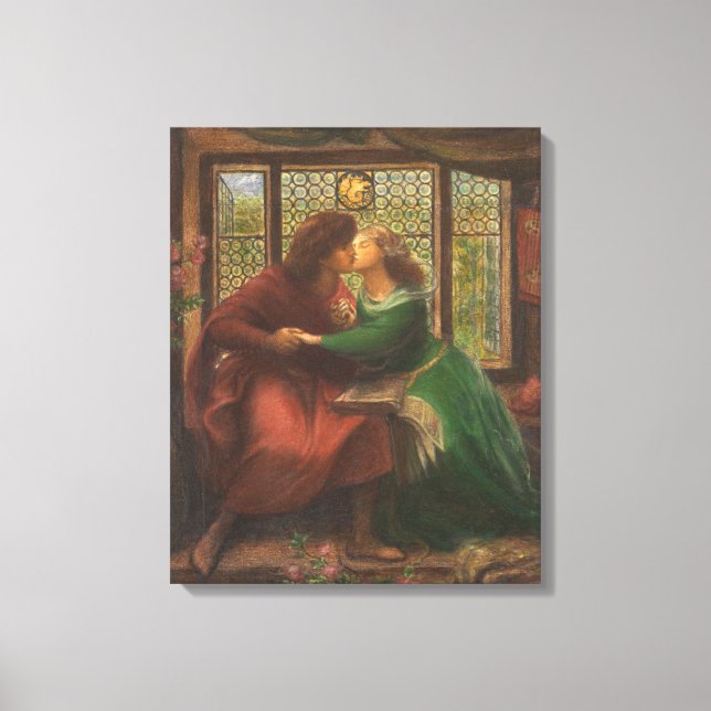 Paolo och Francesca da Rimini (från Rossetti) Canvastryck (Framsida)