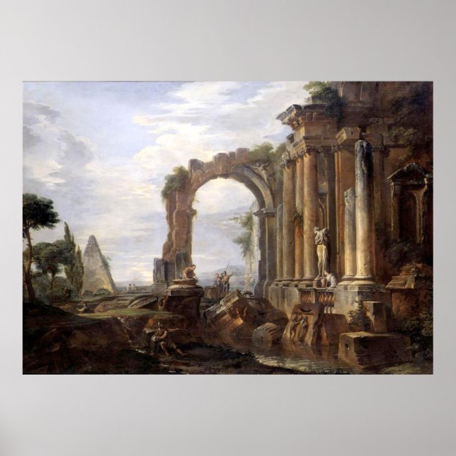 Paolo Panini Capriccio of Classical Ruins Poster (Framsidan)