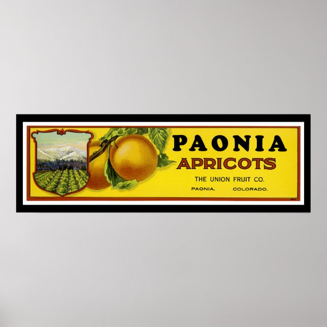 Paonia Apricots Label Art Poster (Framsidan)
