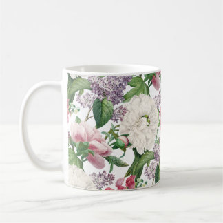 Päonior och Syrenar Blomsterträdgård Akvarell Möns Kaffemugg