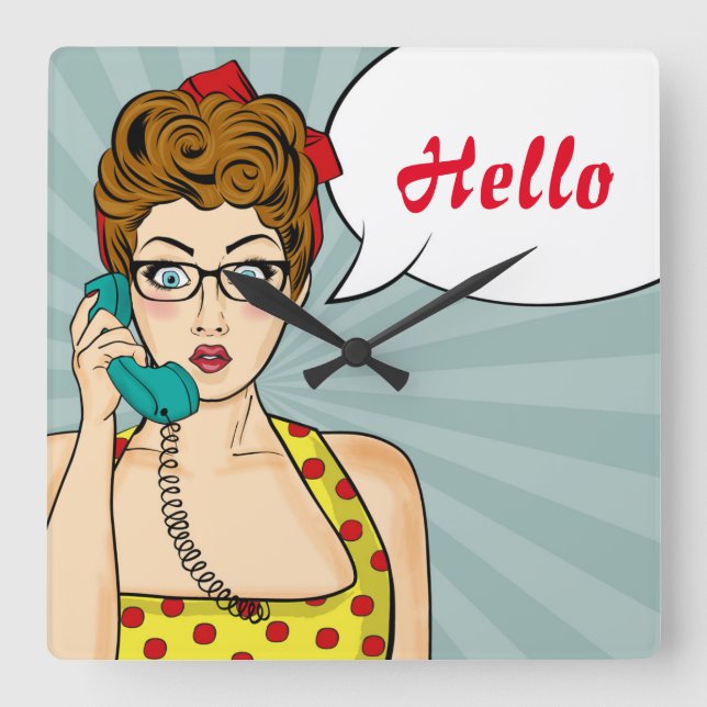 Pap Art Female Fyrkantig Klocka (Framsida)