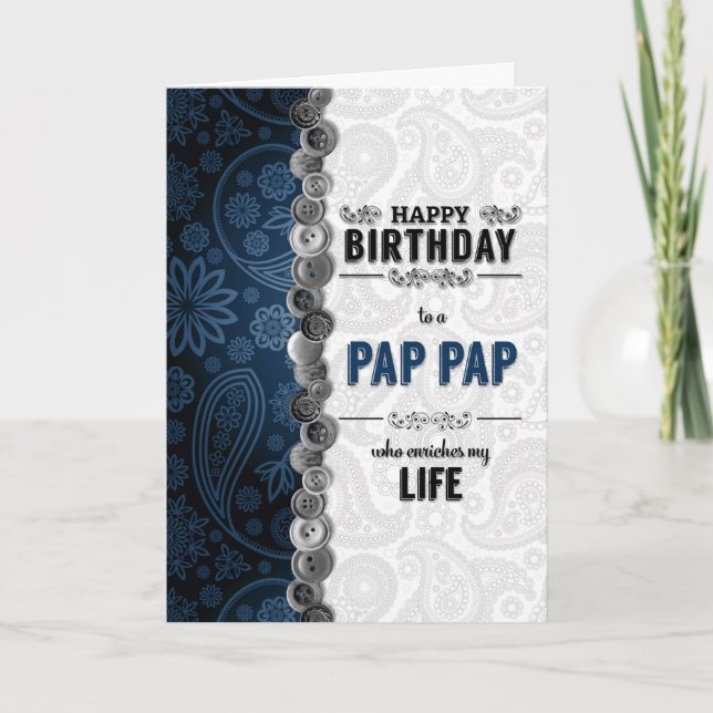 PAP PAP Birthday Blue Paisley Card Kort (Framsida)