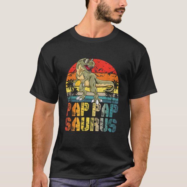 Pap Papsaurus t Rex Dinosaur Pap Saurus-familjen Shirt (Framsida)