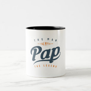 Pap the Man Myth Legend Funny Fars dag Två-Tonad Mugg
