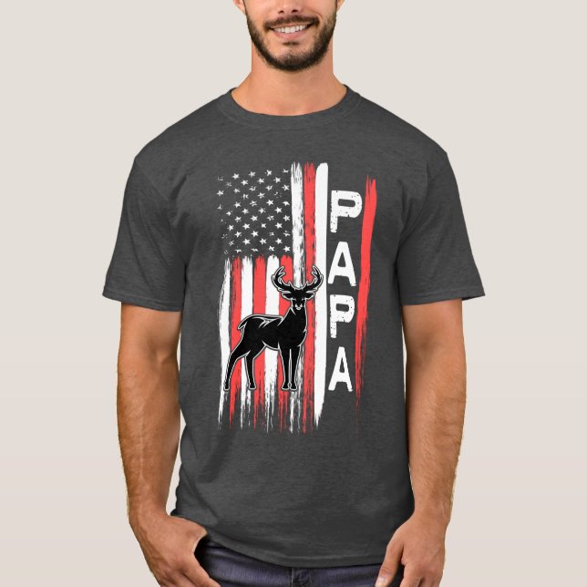 Papa American Flag Deer Buck Hunting Gift from Gra T Shirt (Framsida)