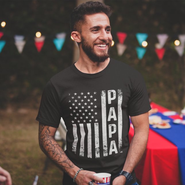 Papa American Flag Us Papa Father's day T Shirt (Skapare uppladdad)