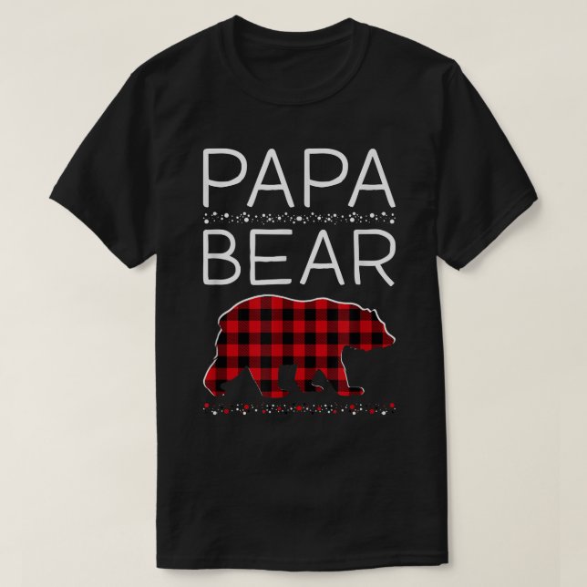 Papa Bear Christmas Pajamas Matching Family Plaid  T Shirt (Design framsida)