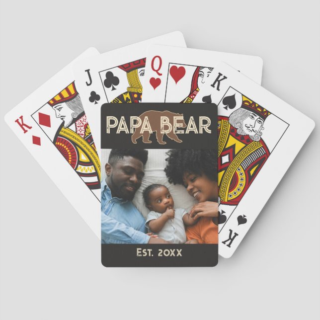 Papa Bear Father Year Established Photo Black Casinokort (Baksidan)