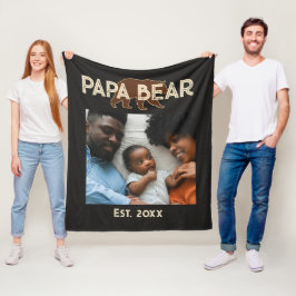 Papa Bear Father Year Established Photo Black Fleecefilt