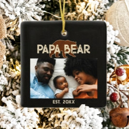 Papa Bear Father Year Established Photo Black Julgransprydnad Keramik