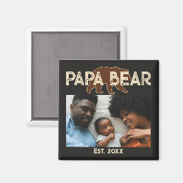 Papa Bear Father Year Established Photo Black Magnet