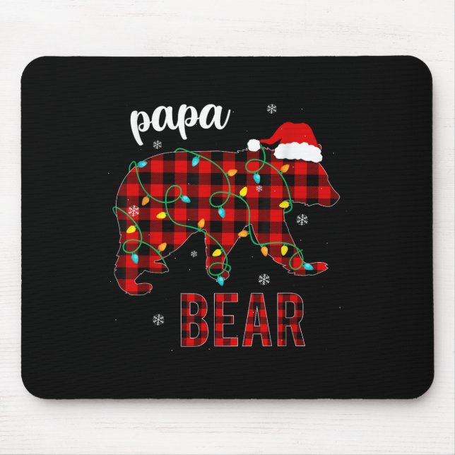 Papa Bear Funny Men Red Plaid Christmas Pajama Fam Musmatta (Framsidan)
