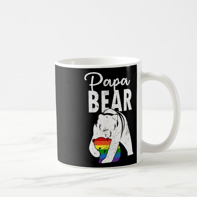 Papa Bear Gay Pride Rainbow Flag Lgbt Dad Camping  Kaffemugg (Höger)