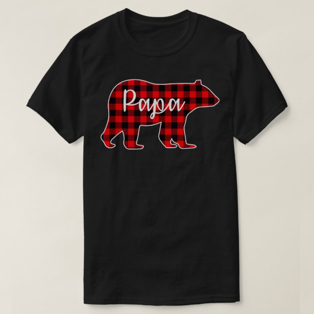 Papa Bear Red Plaid Family Matching Christmas Paja T Shirt (Design framsida)