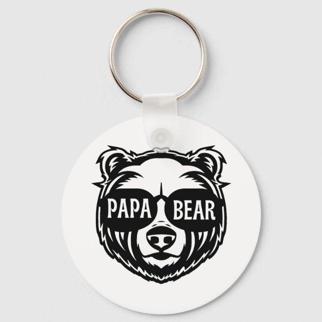 Papa Bear Solglasögon Fars Dag  Nyckelring (Framsida)