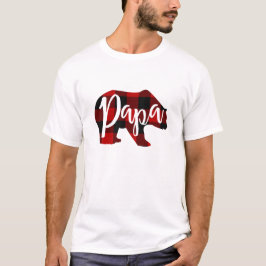 Papa Björn Rustik Röd Buffel Plaid Familj T Shirt